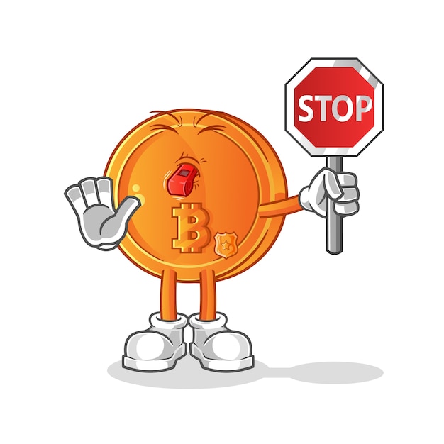 Vector bitcoin bedrijf stopbord illustratie