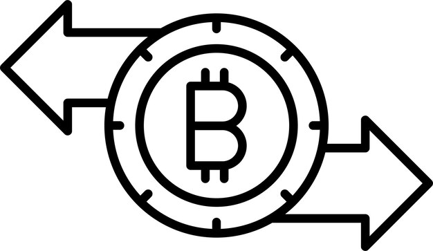 Bitcoin belegging Outline vector illustratie icoon
