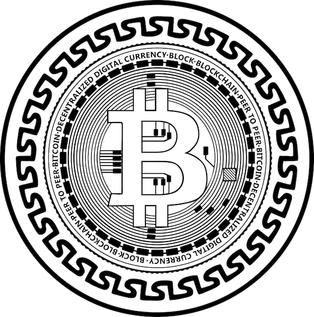 bitcoin black outline logo with floral frame handmade silhouette nr 28