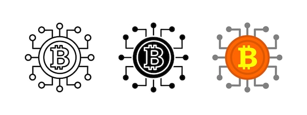 Bitcoin blockchain icoon symbool Cryptocurrency vector illustratie Financiële technologie teken Digitaal