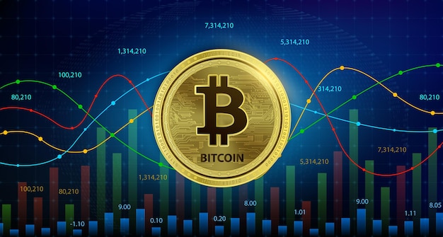 BITCOIN (BTC) Coin gold cryptocurrency blockchain Future digital currency replacement technology.