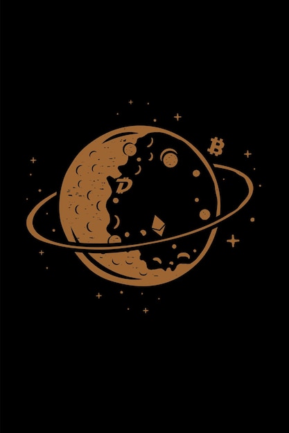 Bitcoin BTC Crypto to the Moon T-shirtontwerp