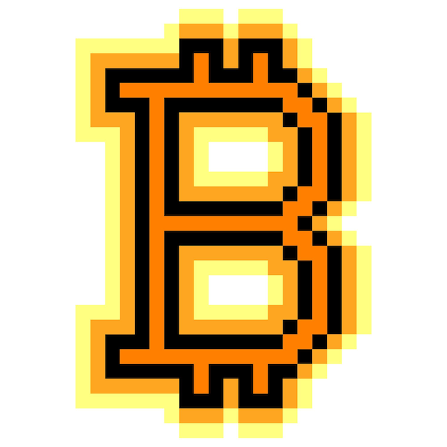 Vector bitcoin coin icon pixel art cryptocurrency vector illustration