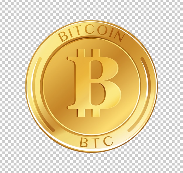 Vector bitcoin coin on transparent background