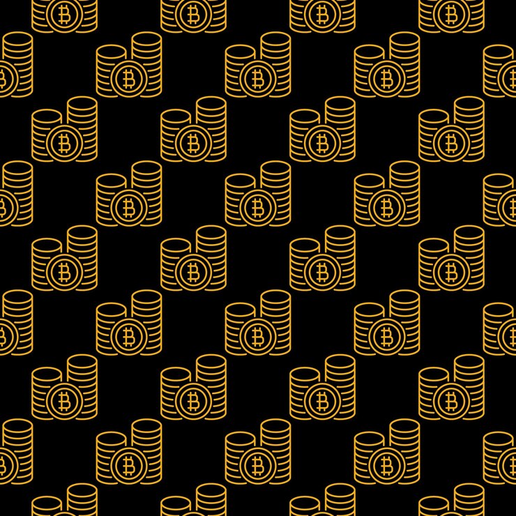 Vector bitcoin coins vector cryptocurrency seamless pattern in thin line style