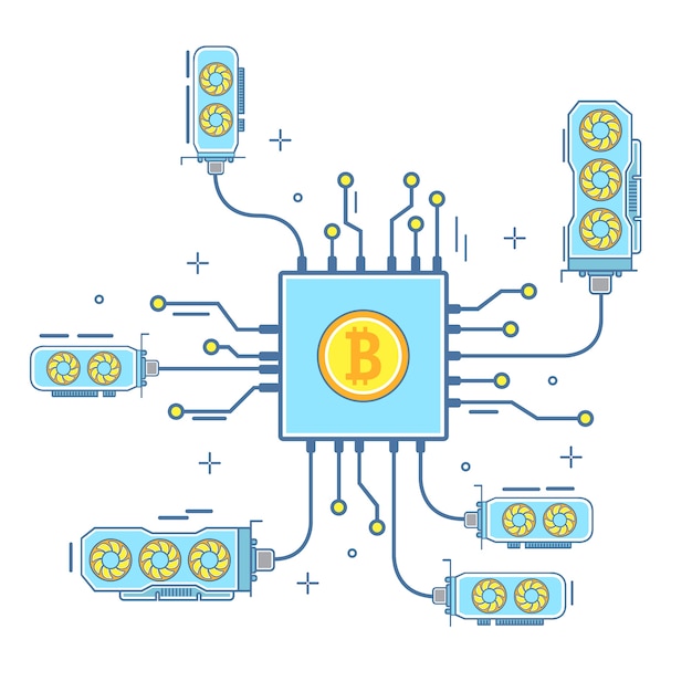 Vector bitcoin concept  illustration in flat linear style