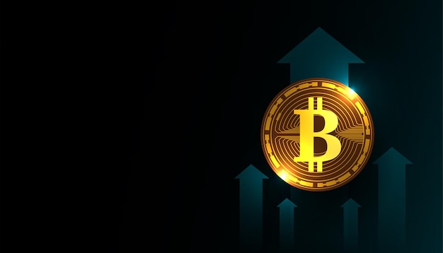 어두운 배경 벡터 일러스트 레이 션에 미래 개념의 Bitcoin 암호 통화