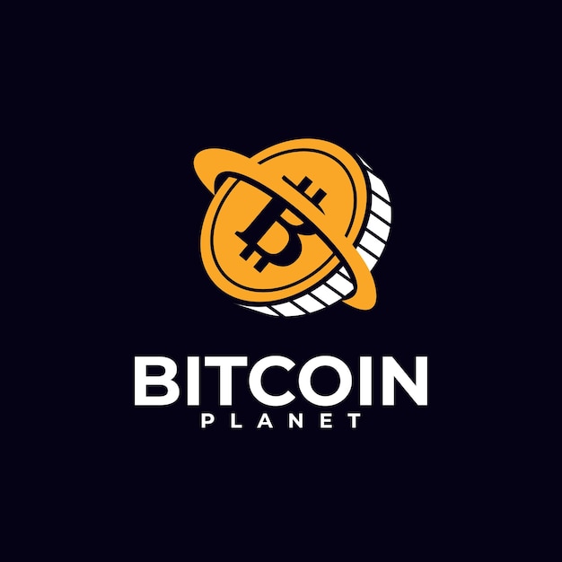 Vector bitcoin crypto planeet logo-ontwerp