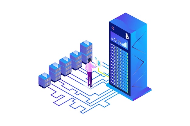 Vector bitcoin cryptocurrencies isometric