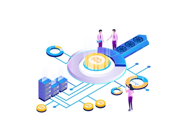 Vector bitcoin cryptocurrencies isometric