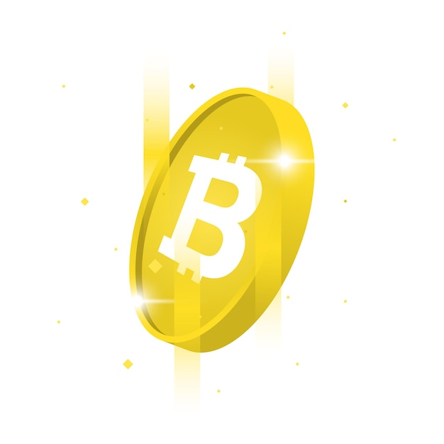 Bitcoin-cryptocurrency-afbeelding met bliksemschichten Realistische munt afbeelding Web 30-concept