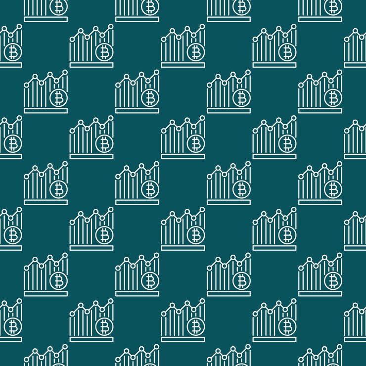 Vector bitcoin cryptocurrency graph vector crypto trading linear seamless pattern