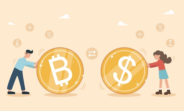 Bitcoin and cryptocurrency value compared to dollar money, dollar money to bitcoin exchange.