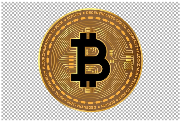 Bitcoin Cryptocurrency Vector Bitcoin symbool geïsoleerd op transparante achtergrond Realistische Crypto