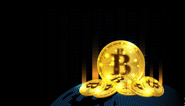 成長チャート付きビットコイン通貨暗号コイン国際証券取引所のベクトル設計
