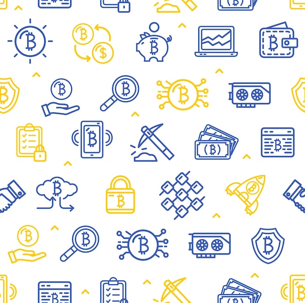 Bitcoin Currency Seamless Pattern Background on a White Vector