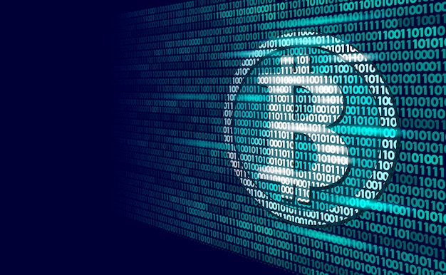 Bitcoin digitaal cryptocurrency-teken binair codenummer, big data