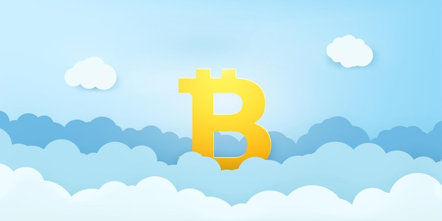 Bitcoin digitaal valutateken over wolken