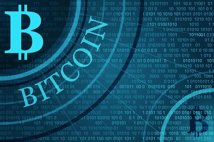 Vector bitcoin on digital background vector illustration