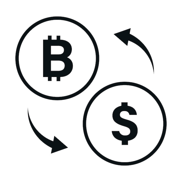 Bitcoin dollar exchange icon in linear style on white background Vector flat illustration
