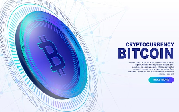 Bitcoin electronic money Cryptocurrency Template for a web page Banner vector illustration