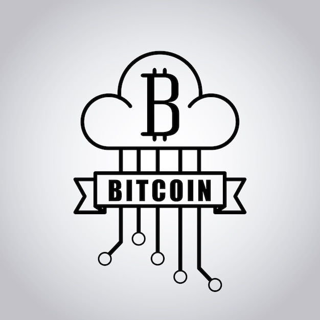 Bitcoin emblem with cloud and circuit board
