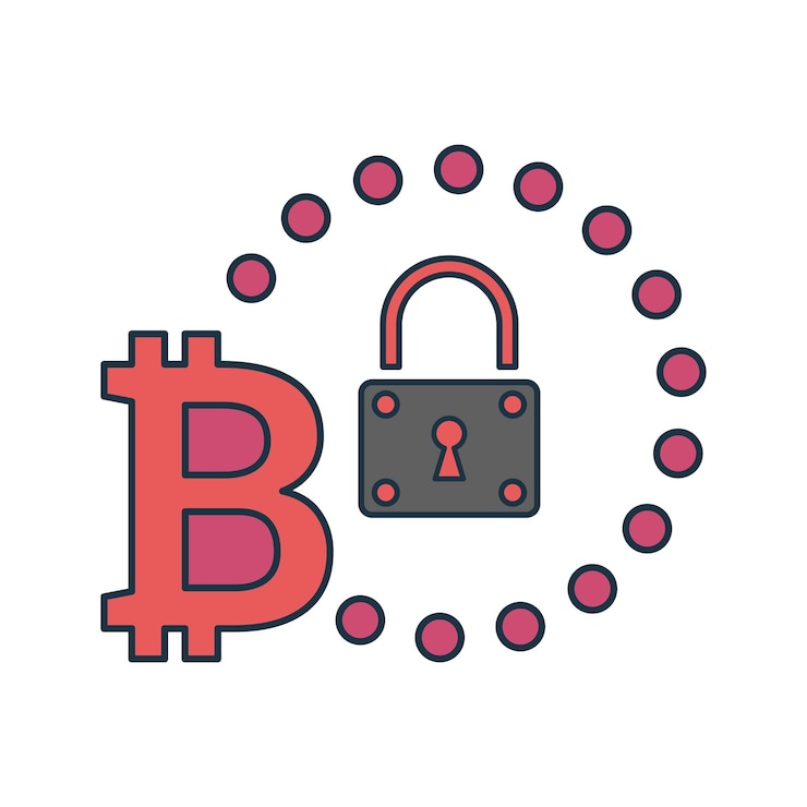 Vector bitcoin encruption coin cryptocurrency icon glyph style vector eps