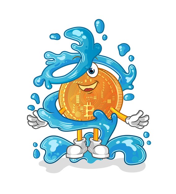 Vector bitcoin fresh with water mascot. cartoon vector