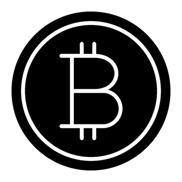 Bitcoin Glyph Solid Black Illustration