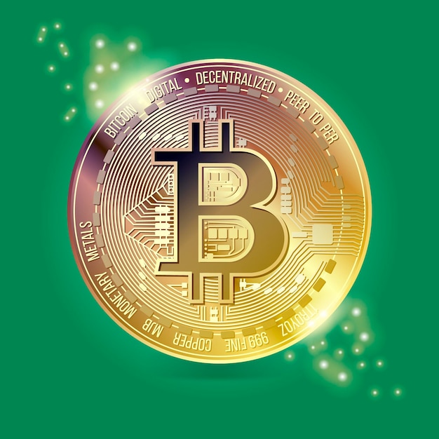 Bitcoin gouden vector groene achtergrond