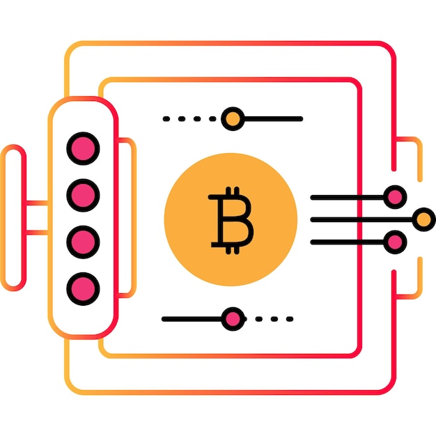 Bitcoin 아이콘 Blockchain 벡터 토큰 마이닝 디자인