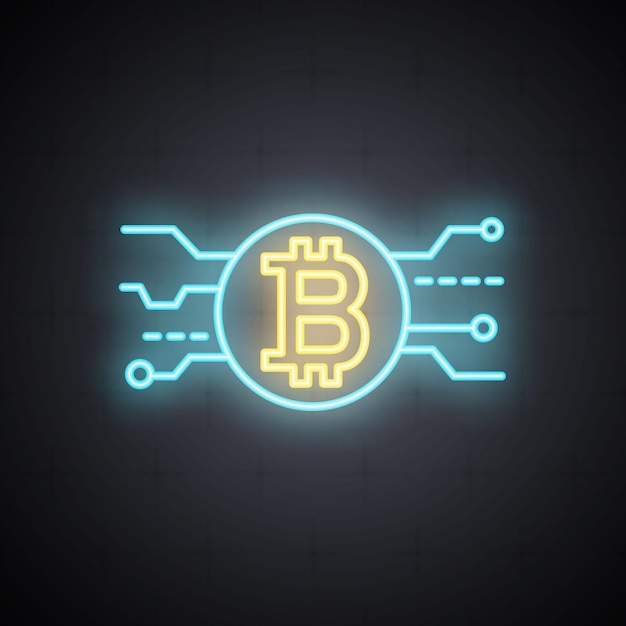 bitcoin icon neon style with abstract background