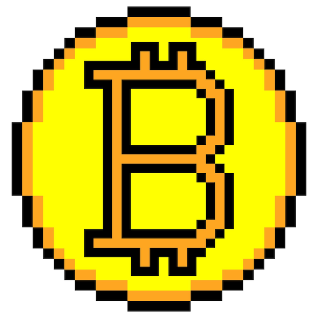 Vector bitcoin icon pixel art cryptocurrency vector illustration