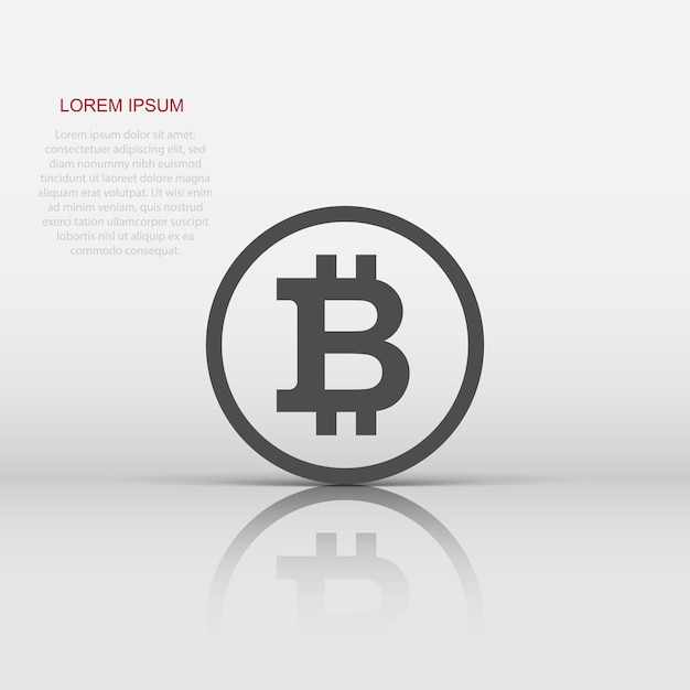 Bitcoin icoon in platte stijl Blockchain vector illustratie op witte geïsoleerde achtergrond Cryptocurrency bedrijfsconcept