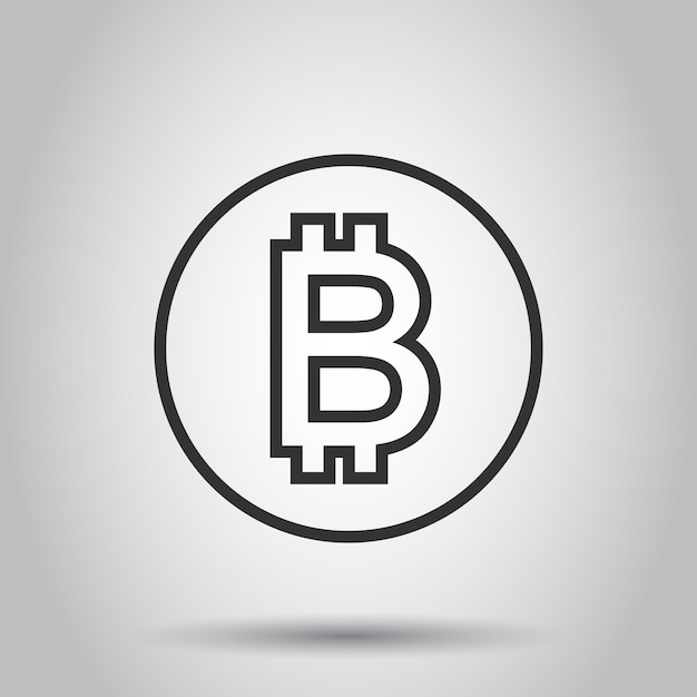 Bitcoin icoon in platte stijl Blockchain vector illustratie op witte geïsoleerde achtergrond Cryptocurrency bedrijfsconcept