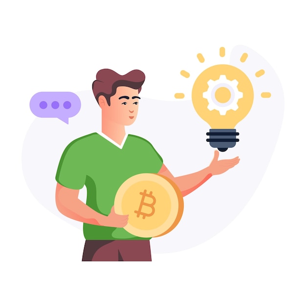 A bitcoin idea modern editable illustration