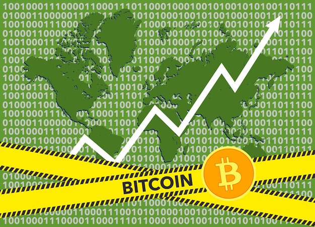 Bitcoin index rating go up on exchange market white arrow the bitcoin rate is growing