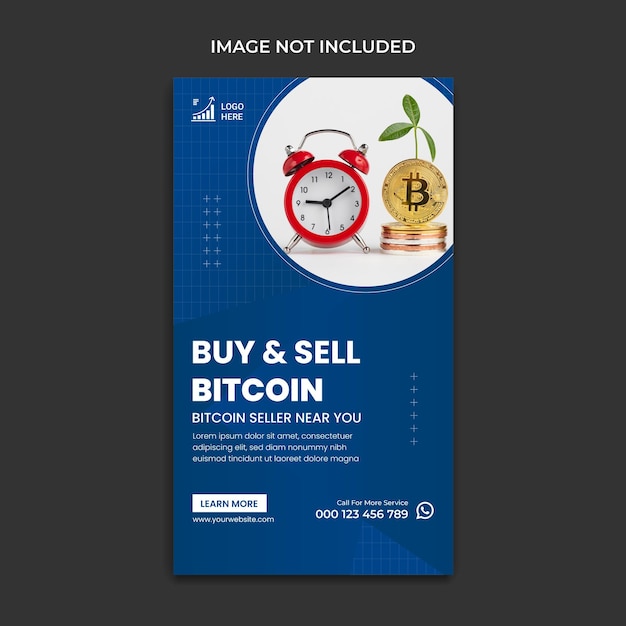 Bitcoin instagram story  design premium vector