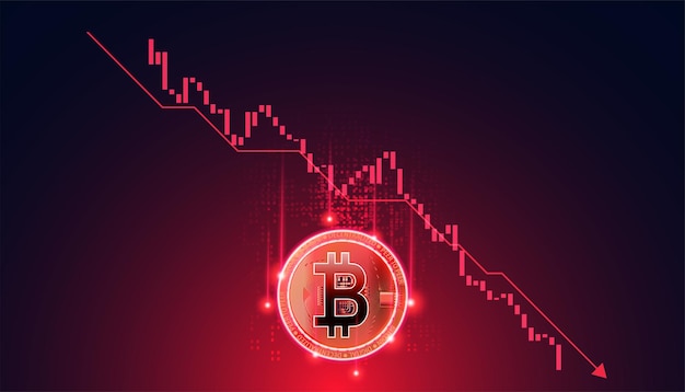 Bitcoin is in a downtrend image on the background Decentralized Finance concept