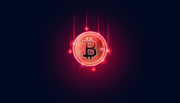 Bitcoin은 배경, 분산 금융 개념에서 하락세 이미지에 있습니다.