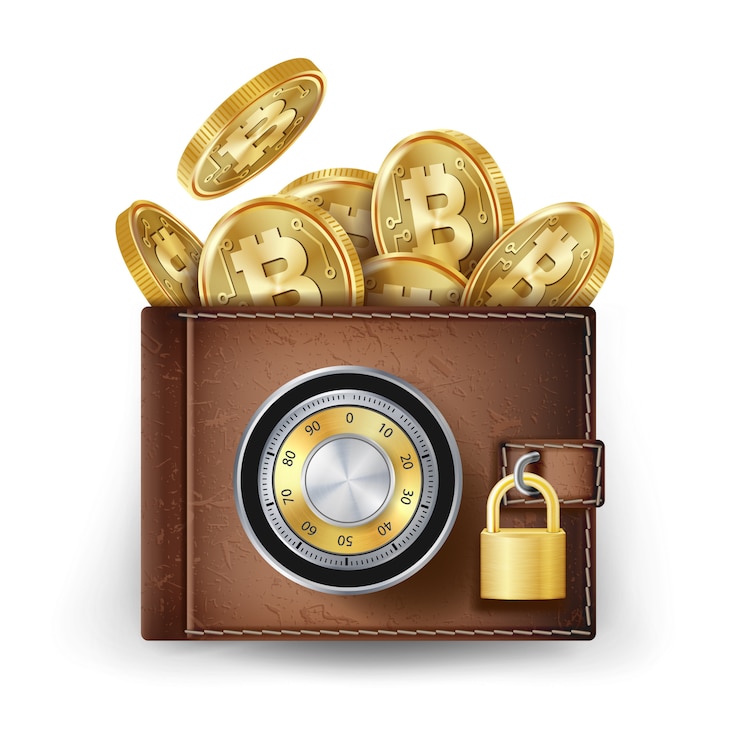 Вектор биткойн кожаный кошелек