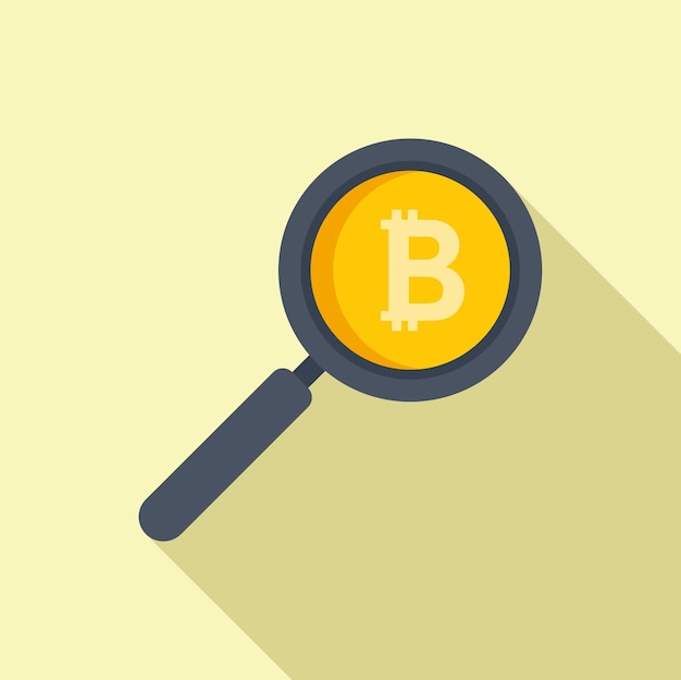 Vector bitcoin magnifier icon flat vector crypto money marketing education