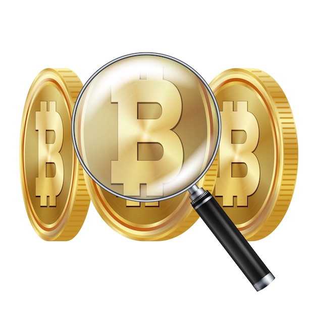 Bitcoin And Magnifying Glass 