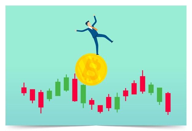 Bitcoin market was hit by a price slash vector illustration design