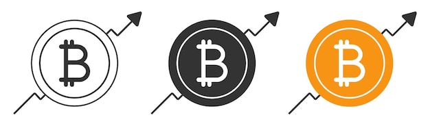 Bitcoin met pijl omhoog pictogram groei cryptocurrency illustratie symbool handel grafische vector