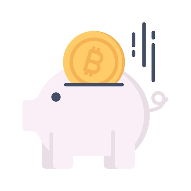 Bitcoin met spaarvarken met bitcoin-deposito-concept vectorontwerp