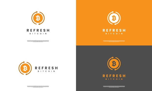 Bitcoin met verversen pictogram symbool logo ontwerp op geïsoleerde achtergrond munt logo concept