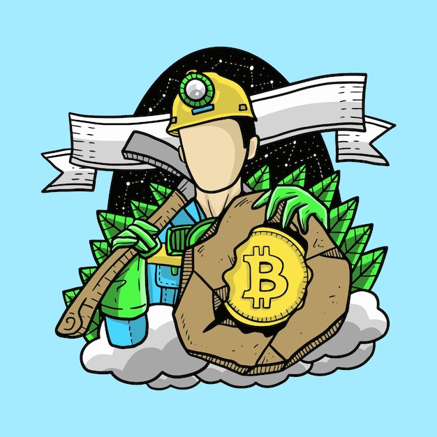 Bitcoin miners drawing illustration