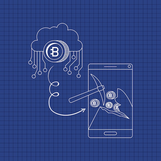 Bitcoin mining set icons