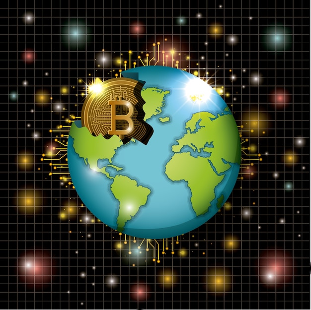 Vector bitcoin mining in the world planet